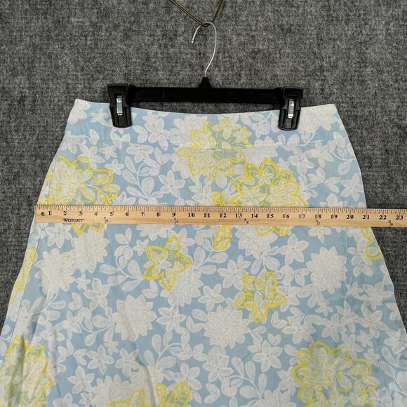 Duck Head Skirt Womens 12 Blue Floral Linen A-Line Cottagecore Farm Boho Peasant - Picture 8 of 9